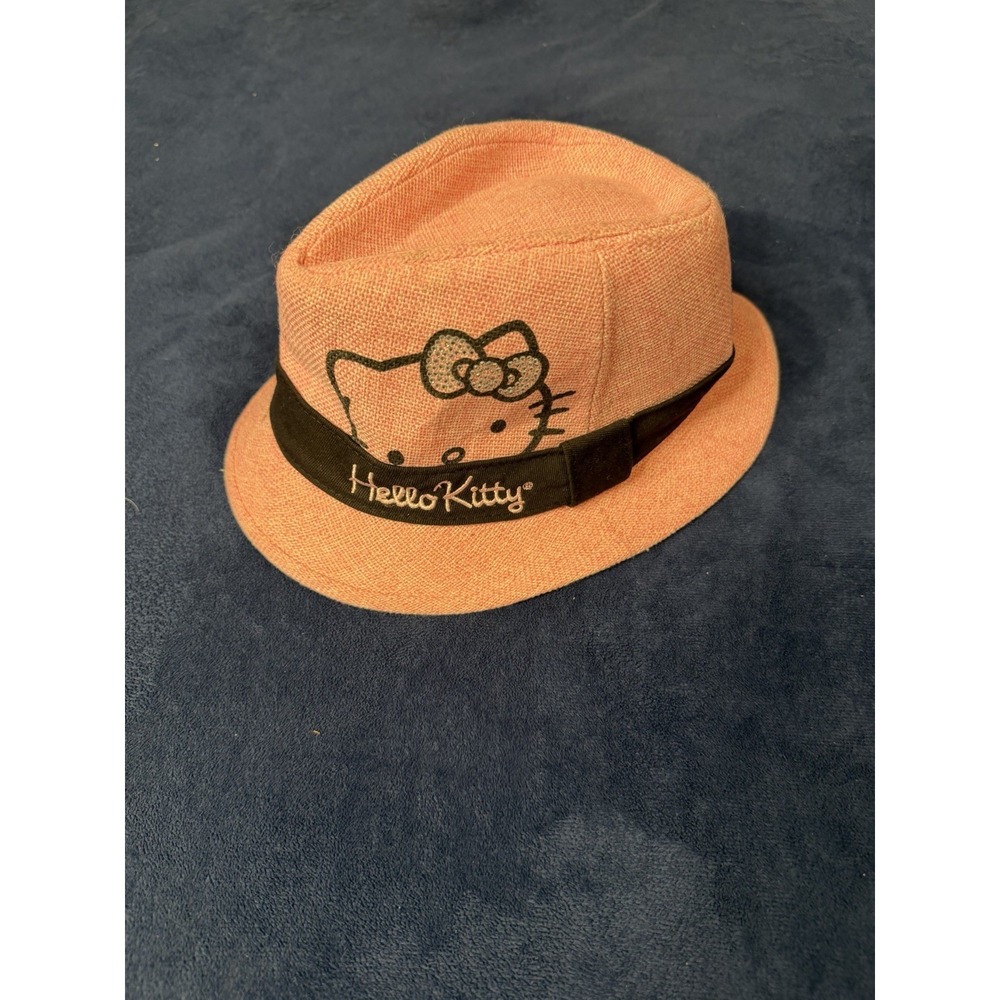 Sanrio Hello Kitty Fedora Girls Pink Y2K Rhinestone Hat Size 4-16 XS Adult